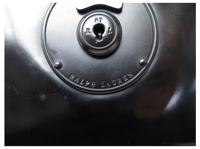 BOLSA RALPH LAUREN RICKY CARDRIDGE PATENTE DE COURO BOLSA DE MÃO PRETA - vista 12