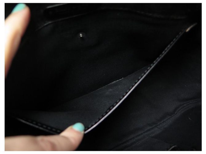 BOLSA RALPH LAUREN RICKY CARDRIDGE PATENTE DE COURO BOLSA DE MÃO PRETA - vista 15