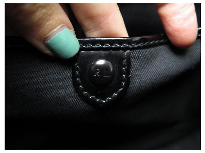 BOLSA RALPH LAUREN RICKY CARDRIDGE PATENTE DE COURO BOLSA DE MÃO PRETA - vista 16