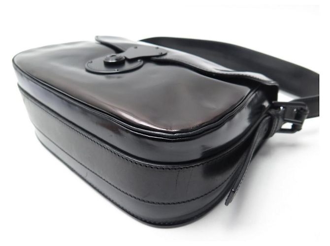BOLSA RALPH LAUREN RICKY CARDRIDGE PATENTE DE COURO BOLSA DE MÃO PRETA - vista 4