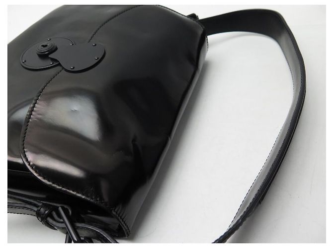 BOLSA RALPH LAUREN RICKY CARDRIDGE PATENTE DE COURO BOLSA DE MÃO PRETA - vista 5