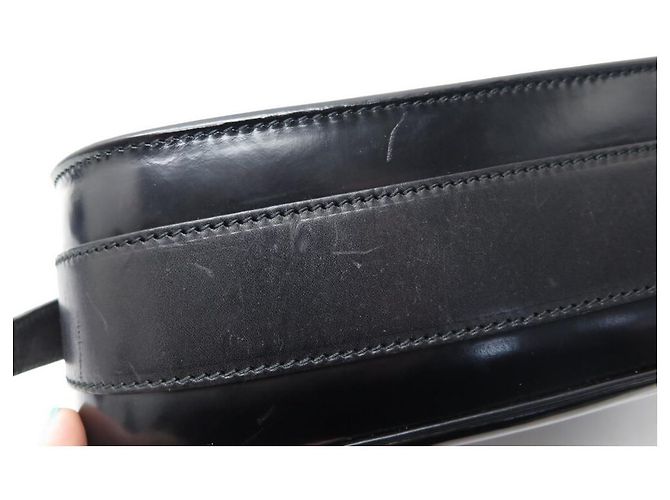 BOLSA RALPH LAUREN RICKY CARDRIDGE PATENTE DE COURO BOLSA DE MÃO PRETA - vista 9