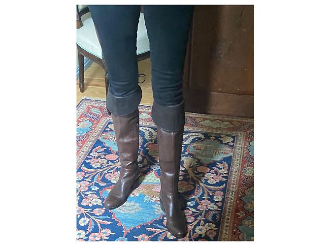 Autre Marque Botas altas de piel marrón Castaño - vista 2