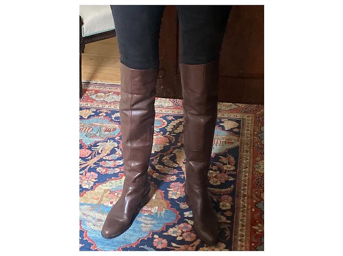Autre Marque Botas altas de piel marrón Castaño - vista 5