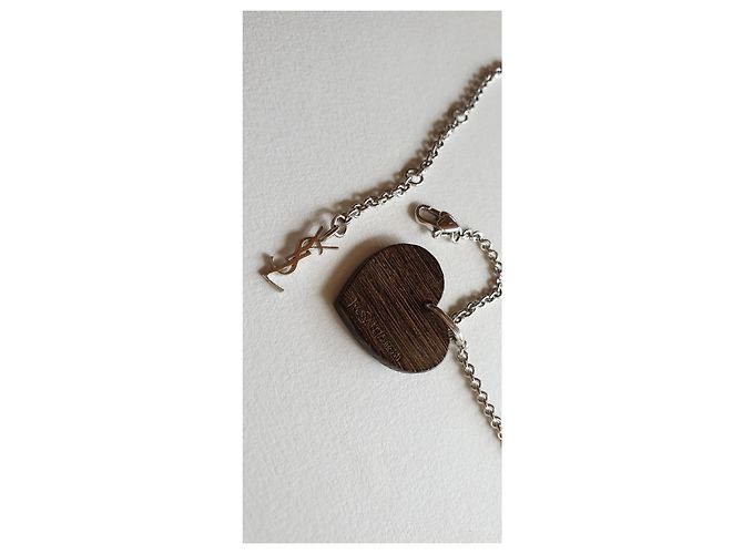 Yves Saint Laurent Herzanhänger aus Holz und Silber 925 - Ansicht 4