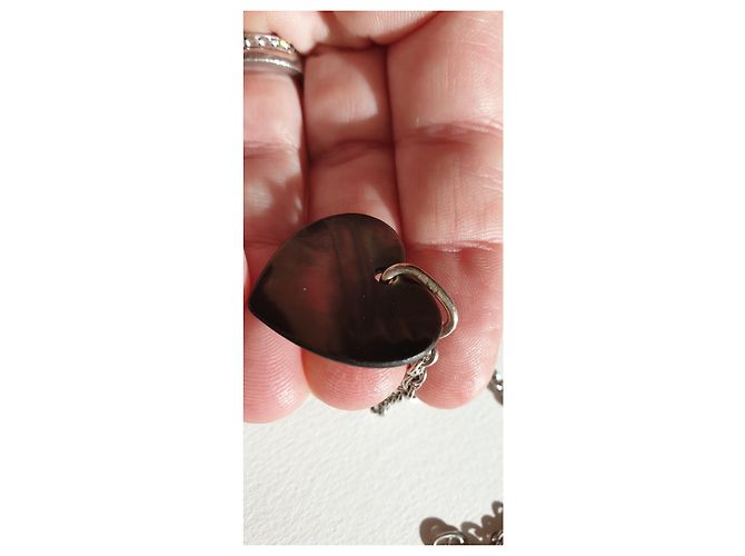 Yves Saint Laurent Bracciale regolabile a cuore in argento 925 e madreperla - vista 4