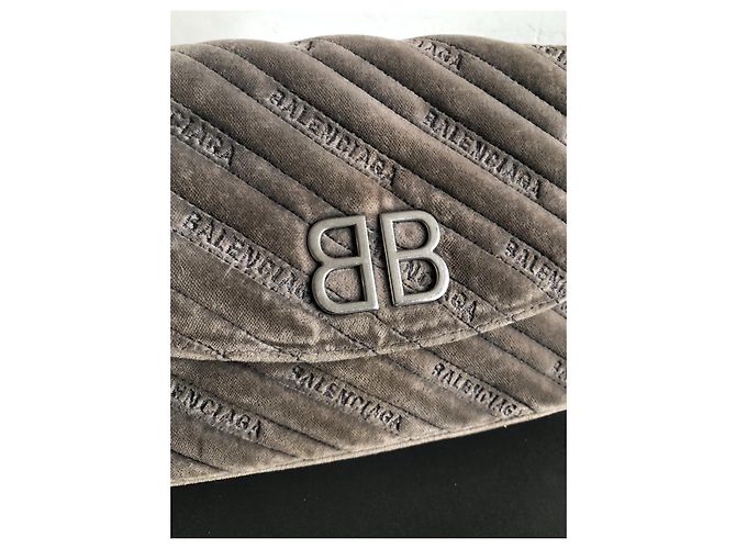 Borsa a mano Balenciaga BB on chain velluto grigio scuro Grigio antracite - vista 2