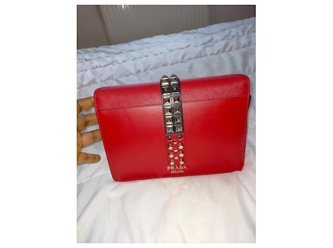 Elektra Borsa Prada in pelle rossa Rosso - vista 5