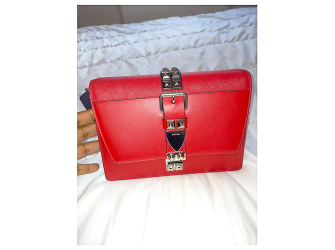 Elektra Borsa Prada in pelle rossa Rosso - vista 6