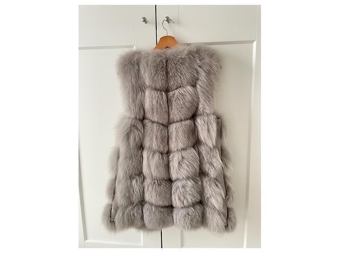 Autre Marque Mayfurs Pelzweste ärmellos grau - Ansicht 4