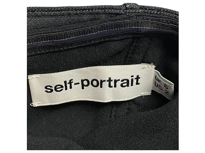 Self Portrait Tuta con spalle scoperte in jacquard nero e crepe - vista 6