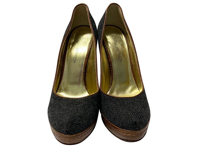 Dsquared2 Escarpins en tweed gris à talons en bois - vue 2