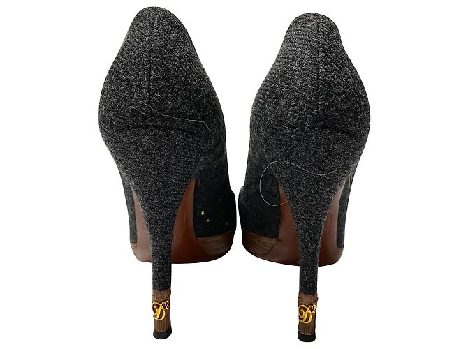 Dsquared2 Escarpins en tweed gris à talons en bois - vue 4