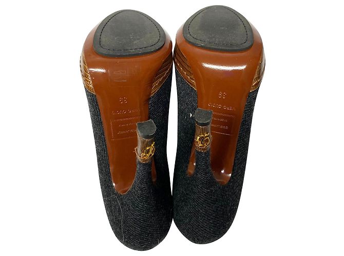 Dsquared2 Escarpins en tweed gris à talons en bois - vue 7
