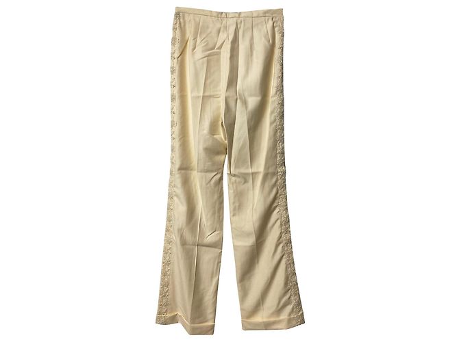 Completo pantalone Escada in pizzo e perle in lana crema Bianco Crudo - vista 5