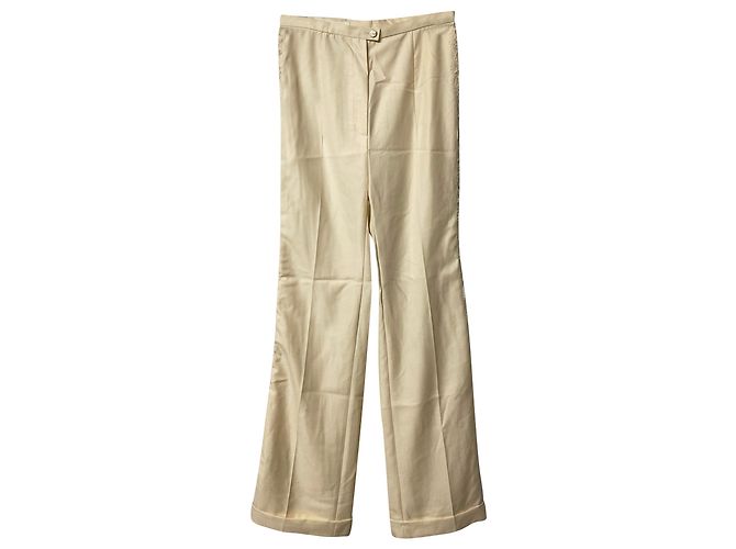 Completo pantalone Escada in pizzo e perle in lana crema Bianco Crudo - vista 6