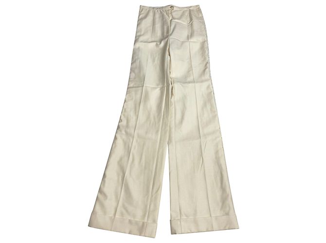 Completo pantalone Escada in pizzo e perle in lana crema Bianco Crudo - vista 7