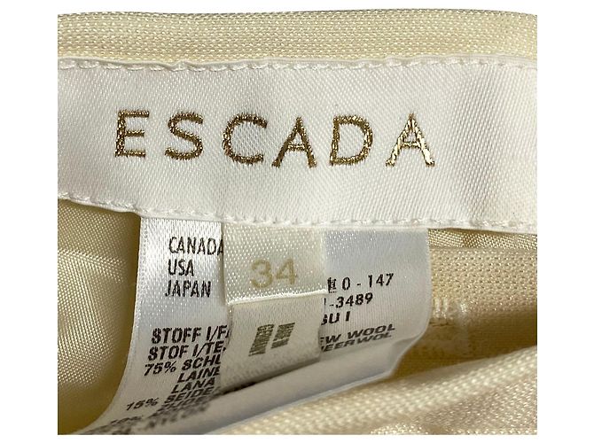 Completo pantalone Escada in pizzo e perle in lana crema Bianco Crudo - vista 9