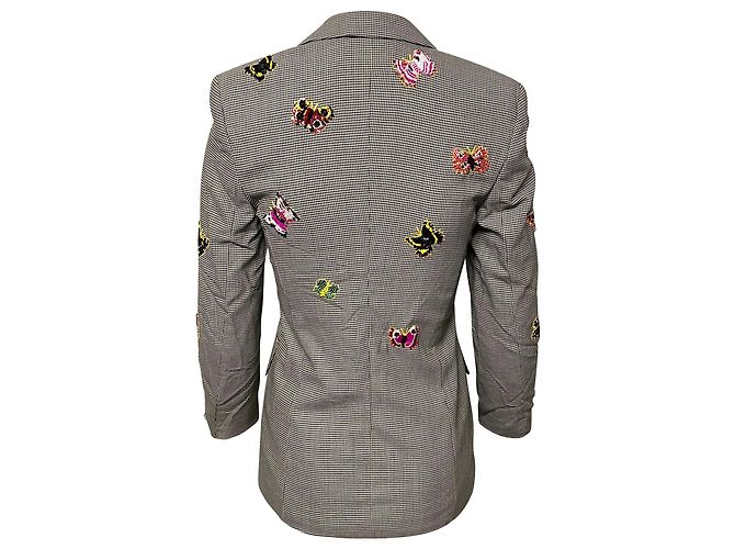 Escada Beaded Houndstooth Trouser Suit Set in Grey Wool - view 2
