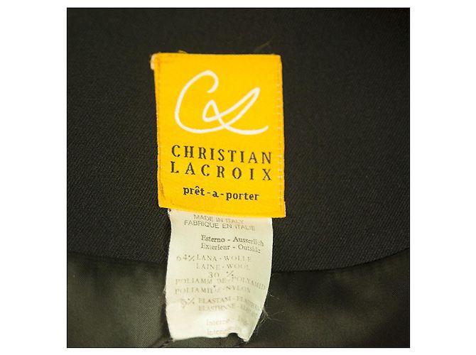 Christian Lacroix Abrigo de lana negro Talla 38 - vista 3