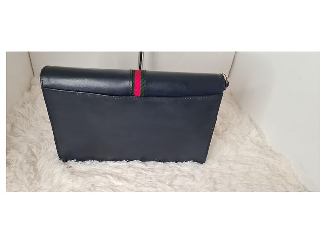 Borsa Gucci Ophidia monogramma blu navy in pelle - vista 2