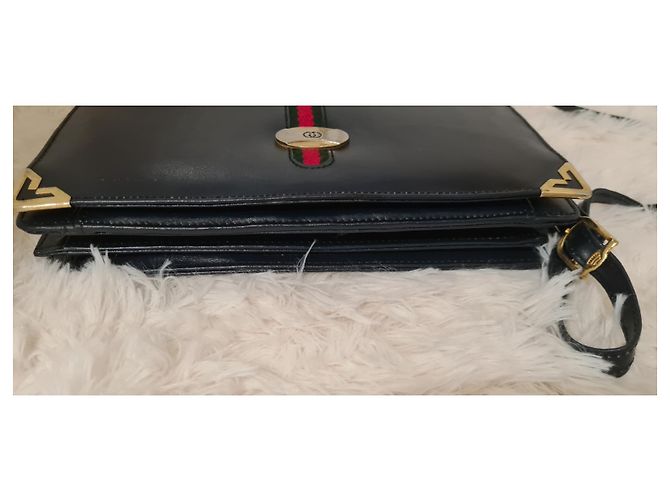 Borsa Gucci Ophidia monogramma blu navy in pelle - vista 3