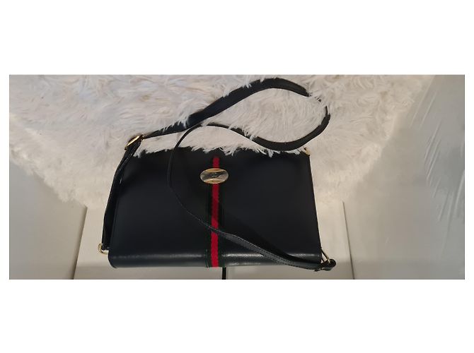 Borsa Gucci Ophidia monogramma blu navy in pelle - vista 9