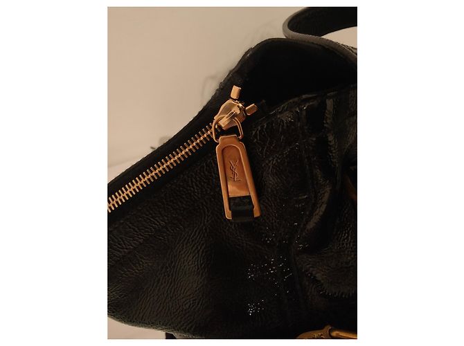 Borsa Yves Saint Laurent Downtown in vernice nera Nero - vista 5