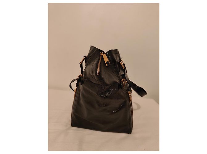 Borsa Yves Saint Laurent Downtown in vernice nera Nero - vista 8