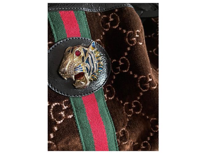 Gucci Rajah Rucksack groß brauner Samt - Ansicht 10