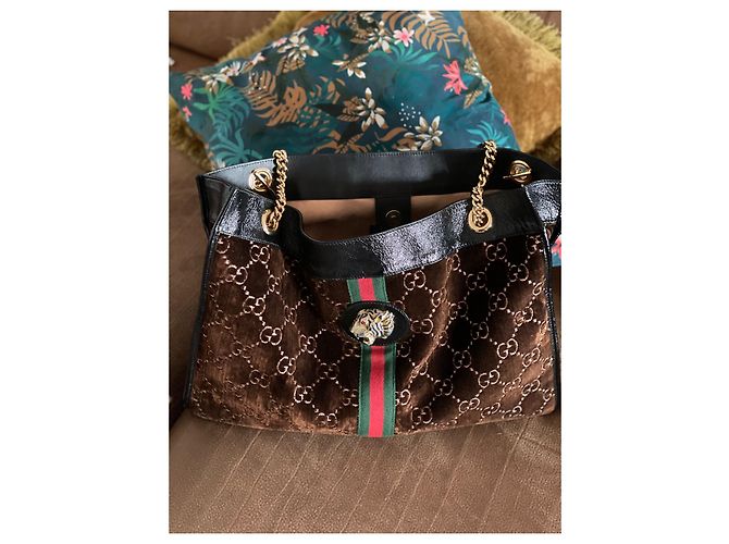 Gucci Rajah Rucksack groß brauner Samt - Ansicht 2
