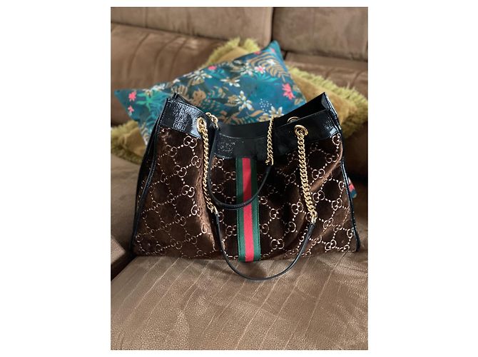 Gucci Rajah Rucksack groß brauner Samt - Ansicht 3
