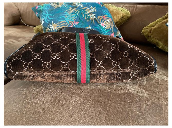 Gucci Rajah Rucksack groß brauner Samt - Ansicht 4