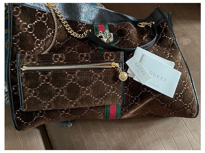 Gucci Rajah Rucksack groß brauner Samt - Ansicht 5