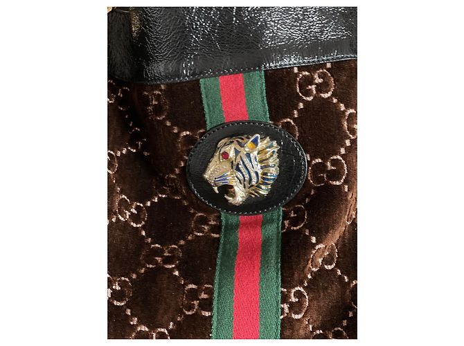 Gucci Rajah Rucksack groß brauner Samt - Ansicht 6