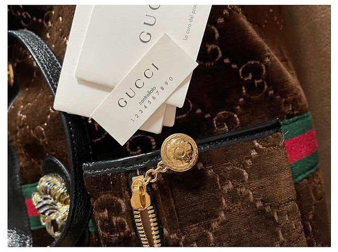 Gucci Rajah Rucksack groß brauner Samt - Ansicht 7