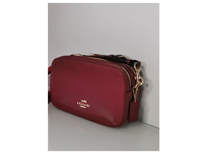 Borsa a tracolla Coach in pelle martellata bordeaux D'oro Arancione Bordò - vista 10