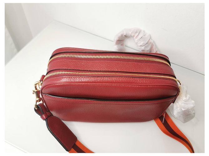 Borsa a tracolla Coach in pelle martellata bordeaux D'oro Arancione Bordò - vista 14