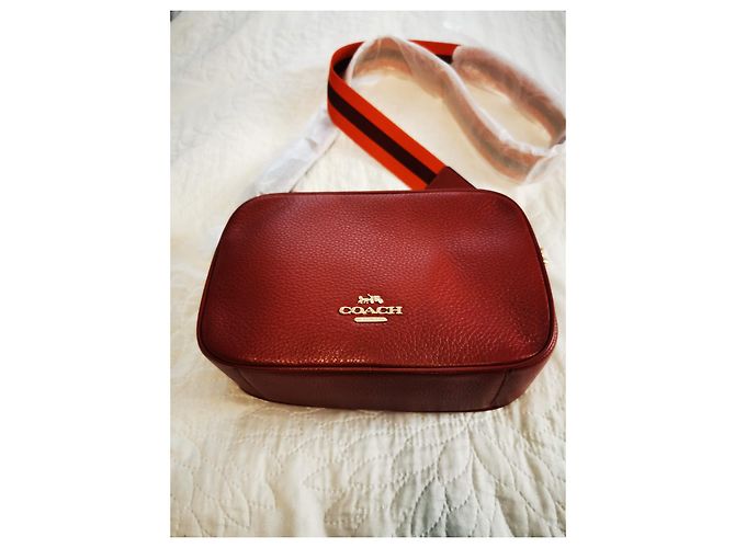 Borsa a tracolla Coach in pelle martellata bordeaux D'oro Arancione Bordò - vista 5