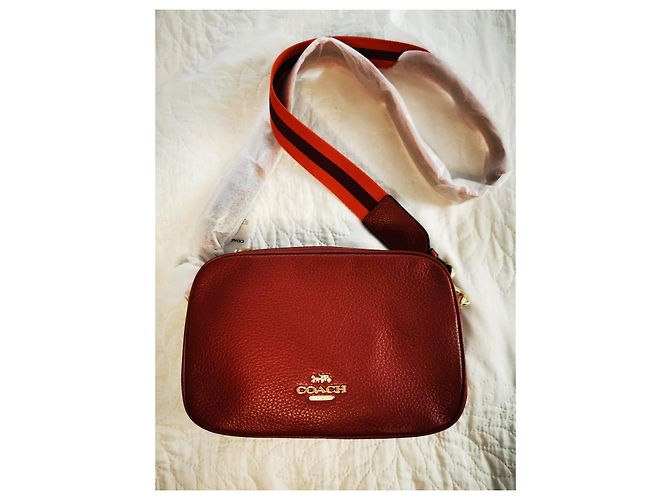 Borsa a tracolla Coach in pelle martellata bordeaux D'oro Arancione Bordò - vista 6