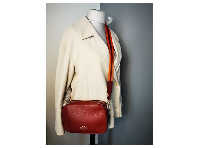 Borsa a tracolla Coach in pelle martellata bordeaux D'oro Arancione Bordò - vista 7