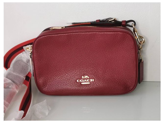 Borsa a tracolla Coach in pelle martellata bordeaux D'oro Arancione Bordò - vista 9
