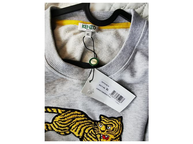 Kenzo Jumping Tiger Sweatshirt Grau Schwarz Gelb Baumwolle XL - Ansicht 3