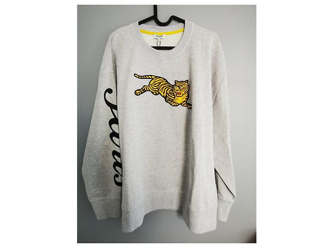 Kenzo Jumping Tiger Sweatshirt Grau Schwarz Gelb Baumwolle XL - Ansicht 7
