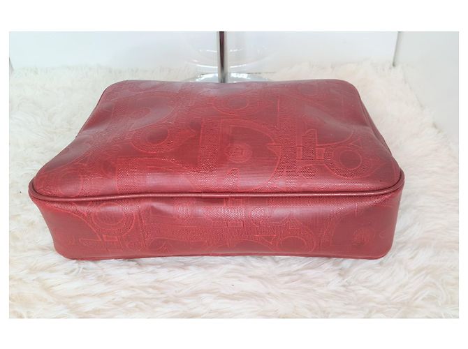 Pochette Dior in pelle rosso scuro Bordò - vista 3