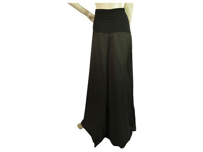 Autre Marque Masnada Schwarze Palazzohose mit elastischer Taille und weitem Bein Größe 40 - Ansicht 2