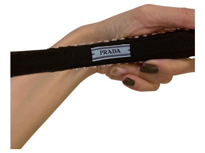 Fascia per capelli in metallo satinato Prada Nero Metallico - vista 3
