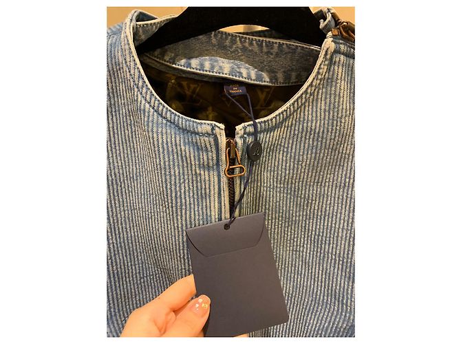 Louis Vuitton CHAQUETA BOMBER DE DENIM ACANALADA Azul - vista 3
