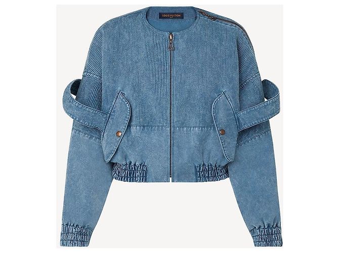 Louis Vuitton CHAQUETA BOMBER DE DENIM ACANALADA Azul - vista 5
