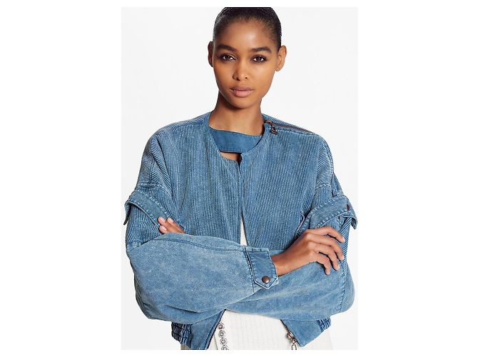 Louis Vuitton CHAQUETA BOMBER DE DENIM ACANALADA Azul - vista 6
